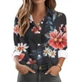 thumbnail image 2 of Women Blouse 3/4 Sleeve Petite, Womens T Shirts Loose Graphic Summer Clothes for Women Over 50 Womens Tops Dressy Casual Short Sleeve V Neck Hide Belly Tunic 2025 Summer my orders, 2 of 6