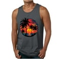 thumbnail image 3 of Sentmoon Tank Tops Men Summer Sleeveless Crew Neck Gym Clothes Palm Leaves Print Relaxed Fit Plus Size Workout Men Shirt Vacation for Running in Hot Weather Gray XXXL, 3 of 6
