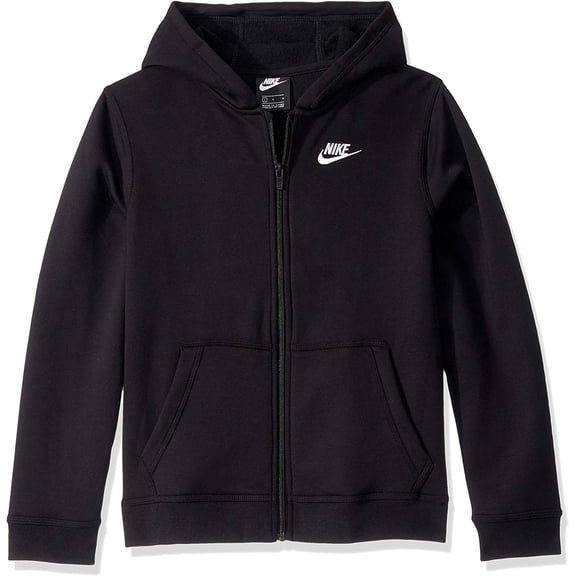 Nike Boy's NSW Club Full Zip Hoodie, Kid's , Black/Black/White, XL
