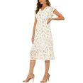 thumbnail image 4 of Vestido de gasa floral con cintura elástica y dobladillo con volantes para mujer INSPIRE CHIC L Blanco, 4 of 7
