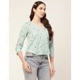 thumbnail image 3 of Moomaya Printed Short Top For Women V Neck Full Sleeve Regular Tunic Top, 3 of 8