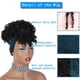 thumbnail image 4 of Peluca de cabello sintético para mujer, pelo corto negro Afro rizado con flequillo, turbante azul, envoltura de cabeza, 4 of 4