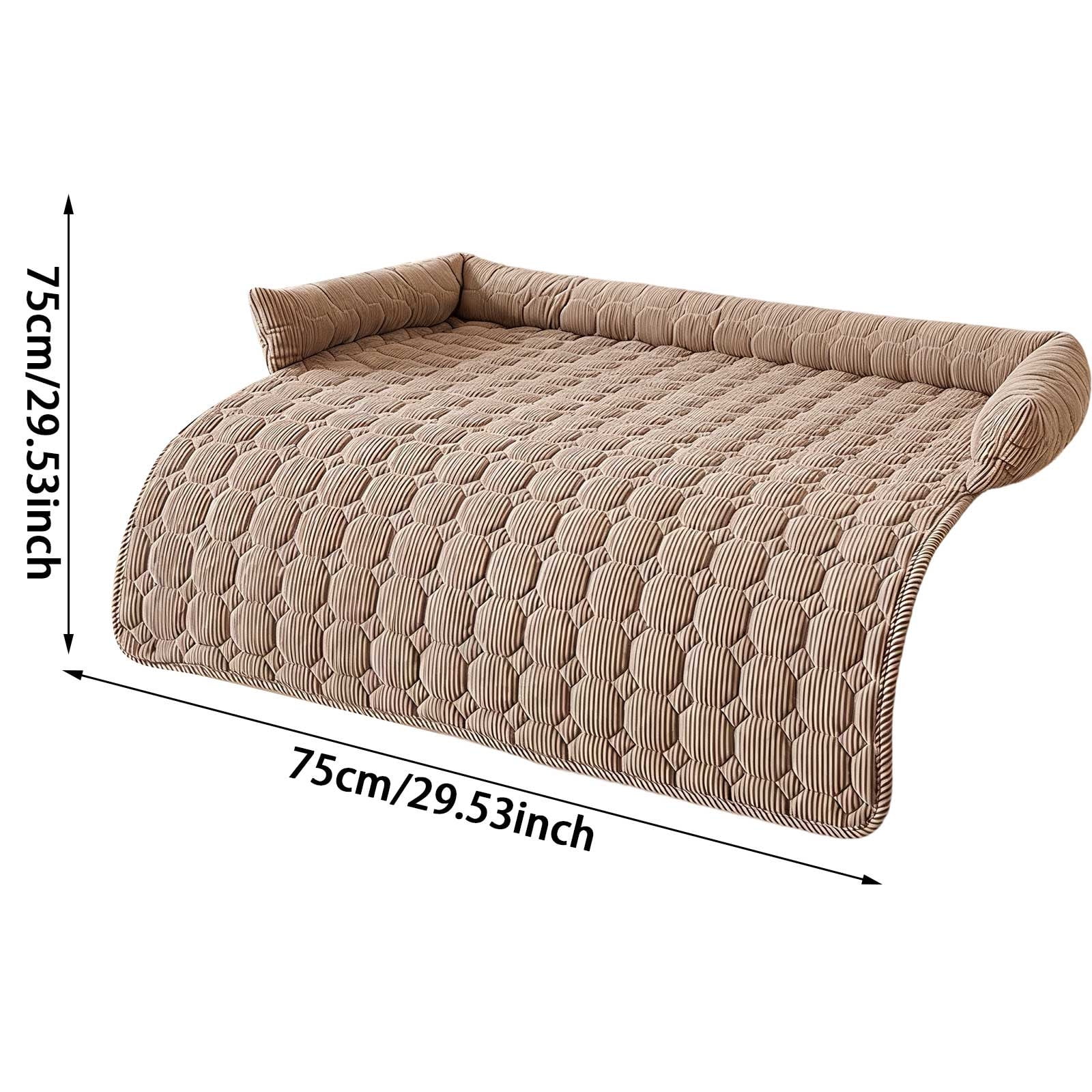 Funny Fuzzy Dog Bed & Sofa Protector - Reversible Plush Pet Couch Cover with Bolster, Calming Fluffy Mat for Dogs and Cats, Washable Furniture Guard