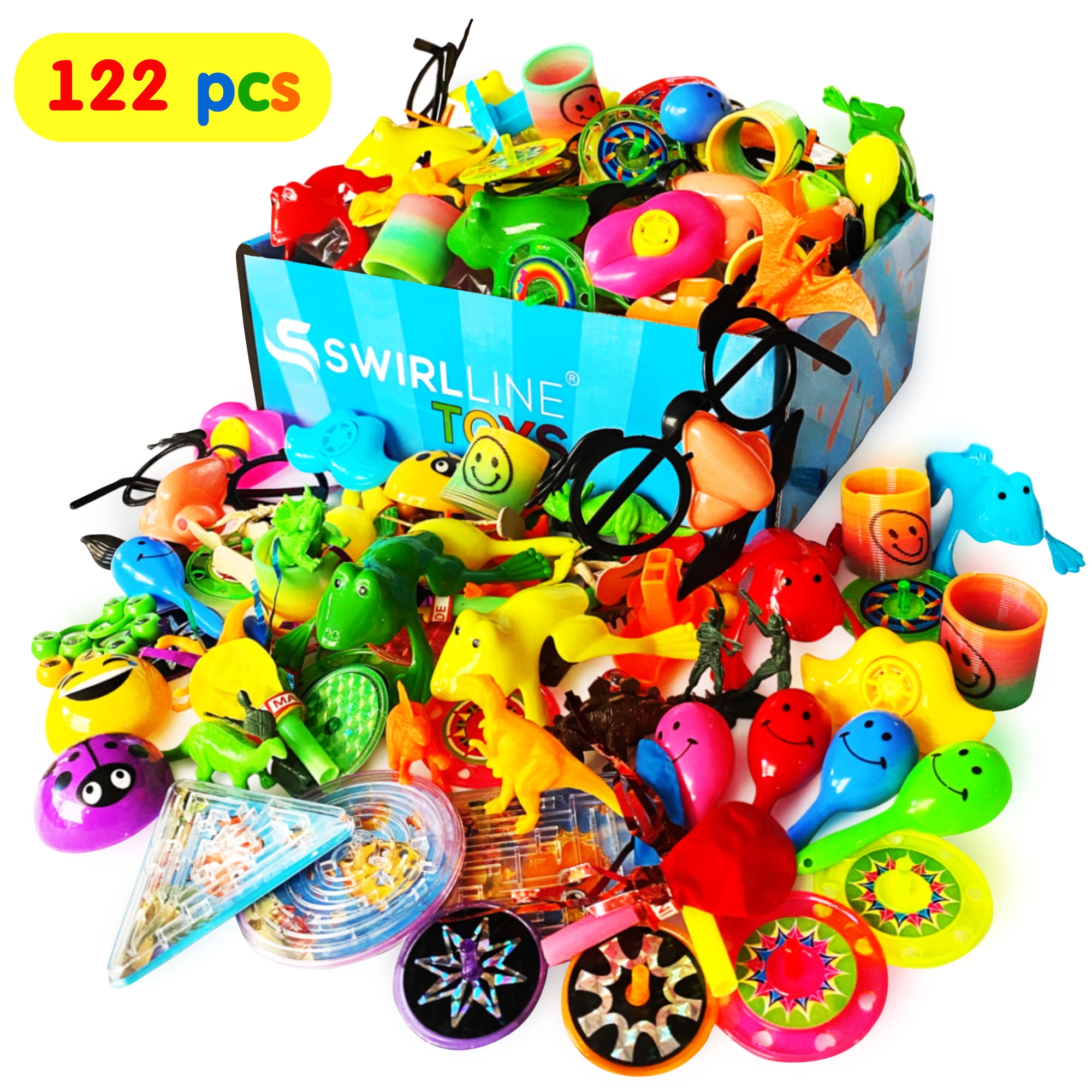 Party Favors Kids Pinata Filler - 122 Pcs Carnival Prizes Toys Bulk Assortment - Boys Girls Birthday Easter Egg Filler - Treasure Box Chest Classroom