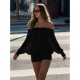 thumbnail image 5 of Women's Off Shoulder Long Sleeve Mini Dress with Ruched Detail for Spring Party Daily Wear, 5 of 6