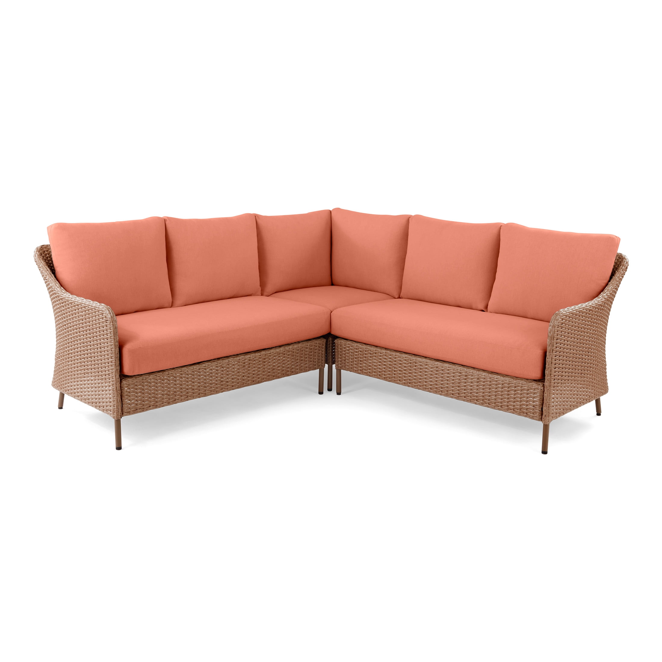 Mainstays Chelsea Outdoor Patio Steel 4-Pieces Sectional Dining Set with Terra Cotta Cushions