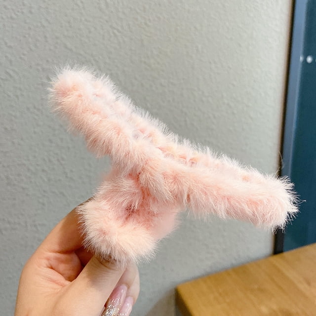 Pinza de pelo grande de felpa para mujer, para otoño e invierno, con lazo, con forma de tiburón, para tocado
