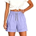 thumbnail image 2 of Sheghy Workout Shorts Women 100%Cotton Women Summer Fashion Solid Quick Dry Sports Drawstring Dual Pocket Knee-Length Shorts Purple XXXL, 2 of 6
