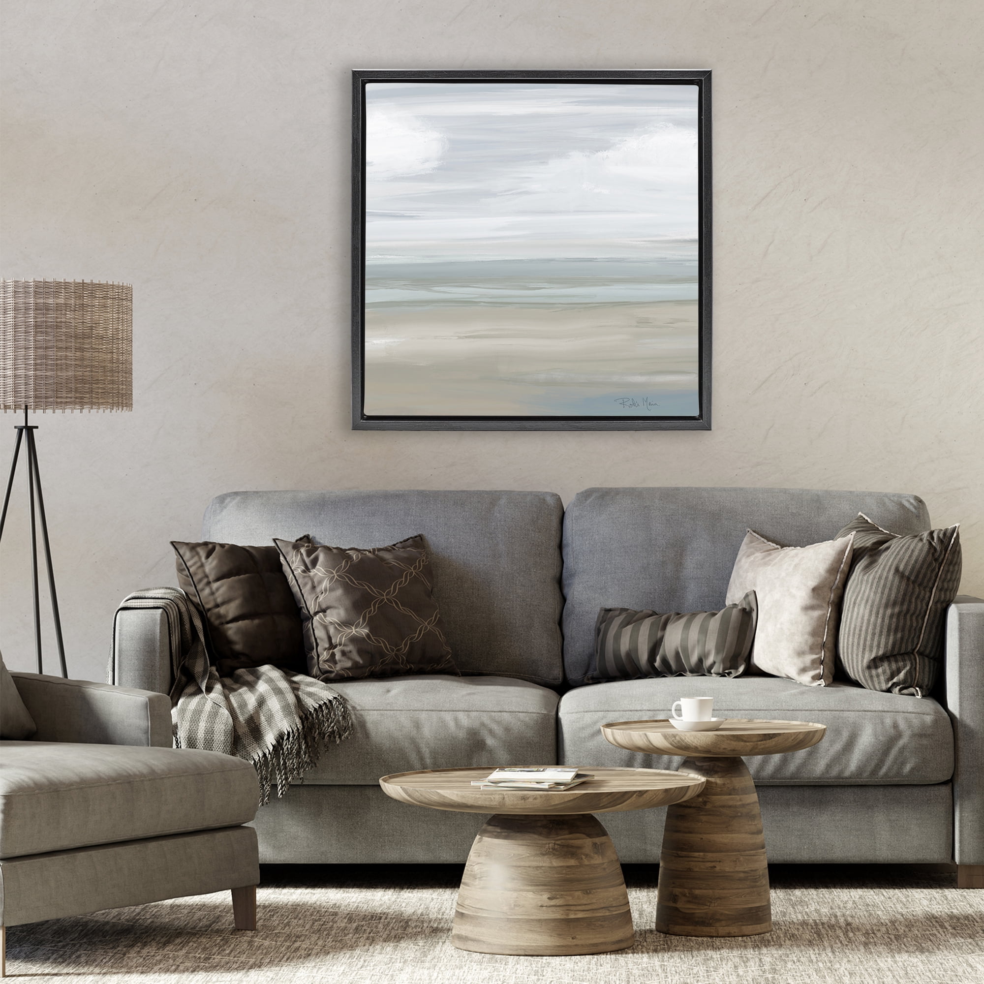Stupell Industries Another Day Peaceful Landscape Black Framed Floater Canvas Wall Art, design by Robin Maria