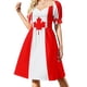 thumbnail image 1 of Vestido de manga corta con la bandera de Canadá, vestido de verano 2025, vestidos de noche de lujo para mujer, vestido 2025, 1 of 8