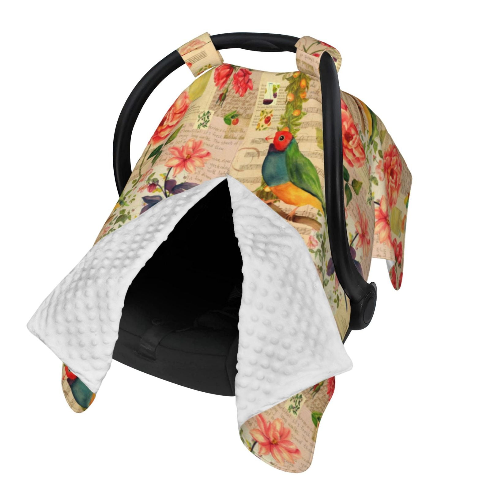 Naloa Vintage Bird Baby Car Seat Cover, Breathable Baby Carrier Cover, Multiuse Baby Carrier Cover & Nursing Breastfeeding Cover
