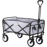 BLKMTY Collapsible Wagon Folding Wagon Outdoor Utility Wagon Heavy Duty Beach Wagon Cart Outside Camping Wagon Large Capacity Foldable Grocery Wagon for Garden Sports Shopping, Grey