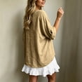 thumbnail image 5 of YuXingFu Maxi Dress Plus Size Mid-Length Scoop Neck Plus Size Womens Dress Long Sleeve Pleated Casual Summer Khaki L, 5 of 7