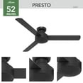 thumbnail image 6 of Hunter 52 inch Indoor Ceiling Fan No Light - Black Modern Ceiling Fan without Light, 3 Blades, Low Profile Mount, For Bedroom, Living Room, or Kitchen, Wall Control - Presto 52407, Matte Black, 6 of 16