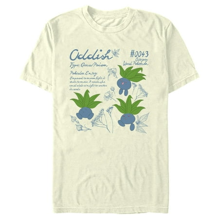 Men's Pokemon Oddish Pokedex Entry Graphic Tee Beige X Large