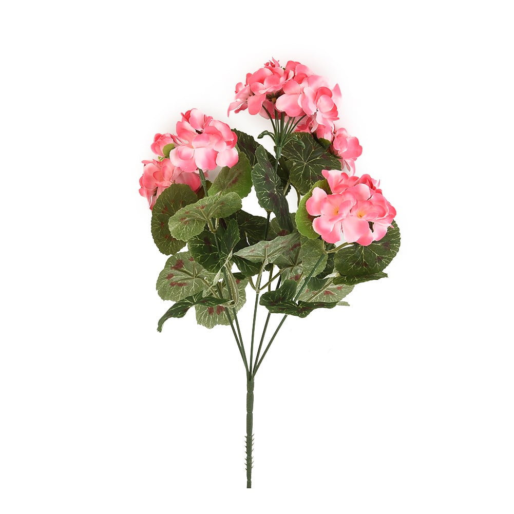 LKMEI Artificial Geranium Red Pink Flowers Plant Artificial Plants