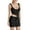 Black, variant on Women Knitted Skirt Set, V-neck Hollowed Irregular Hem Camisole with Elastic Waist Mini Skirt