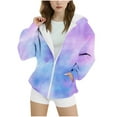 thumbnail image 3 of Kukoosong Girls Fleece Jackets Zip Up Hooded Teen Winter Clothes Long Sleeve Print Lightweight Jackets Outerwear for 10-11 Years, 3 of 6