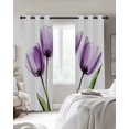 thumbnail image 2 of Blackout Curtains for Bedroom, Purple Tulip Room Darkening Window Drapes for Living Room, Aesthetic&nbsp;Pastoral Flower Floral Spring Thermal Insulated Grommet Curtains, 27.5x39 inch, 2 Panels, 2 of 9