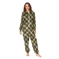thumbnail image 4 of Adult Christmas Onesie Yellow Striped Plaid Adult Zipper One-Piece Pajamas Unisex Pajamas with Pockets, 4 of 6