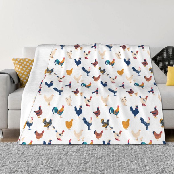 Fotbe Various Rooster Manta de Franela con Estampado, Manta Ultrasuave para Cama, Sofá, Auto, Hipoalergénica y Antibolitas-80"x60"