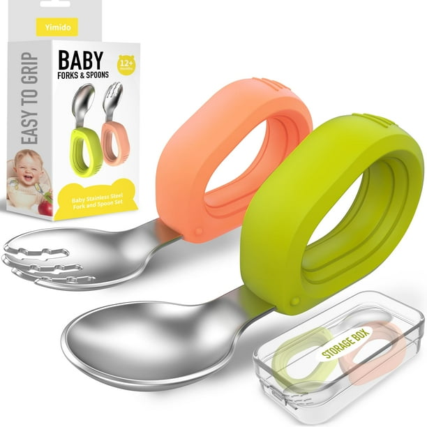 Utensilios para niños pequeños Yimido, juego de tenedores y cucharas de acero inoxidable