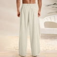 thumbnail image 5 of cfhntfmh Men's Linen Pants Wide Leg Beach Casual Summer Lightweight Trousers Low Waist Vacation Pants Solid Lounge Pants（Gray,X-Large), 5 of 5