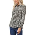 thumbnail image 5 of INSPIRE CHIC Valentine's Day Women's Button Down Shirt Ditsy Floral Long Sleeve Point Collar Office Top XL Black, 5 of 9