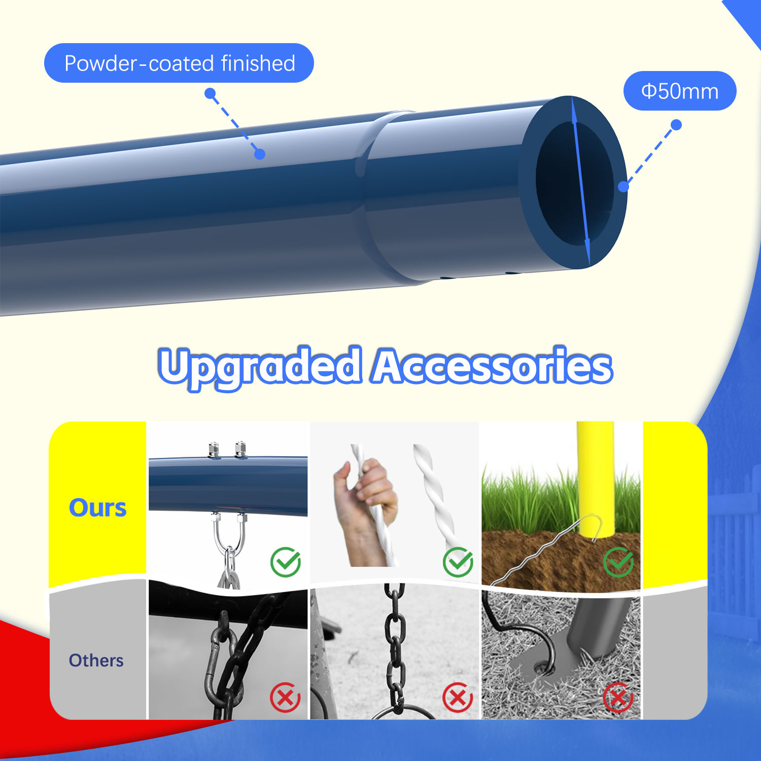 Mersco Swing Set for Backyard with Stand, Swing Heavy Duty 440lbs Metal Outdoor Swing Stan - detail 2