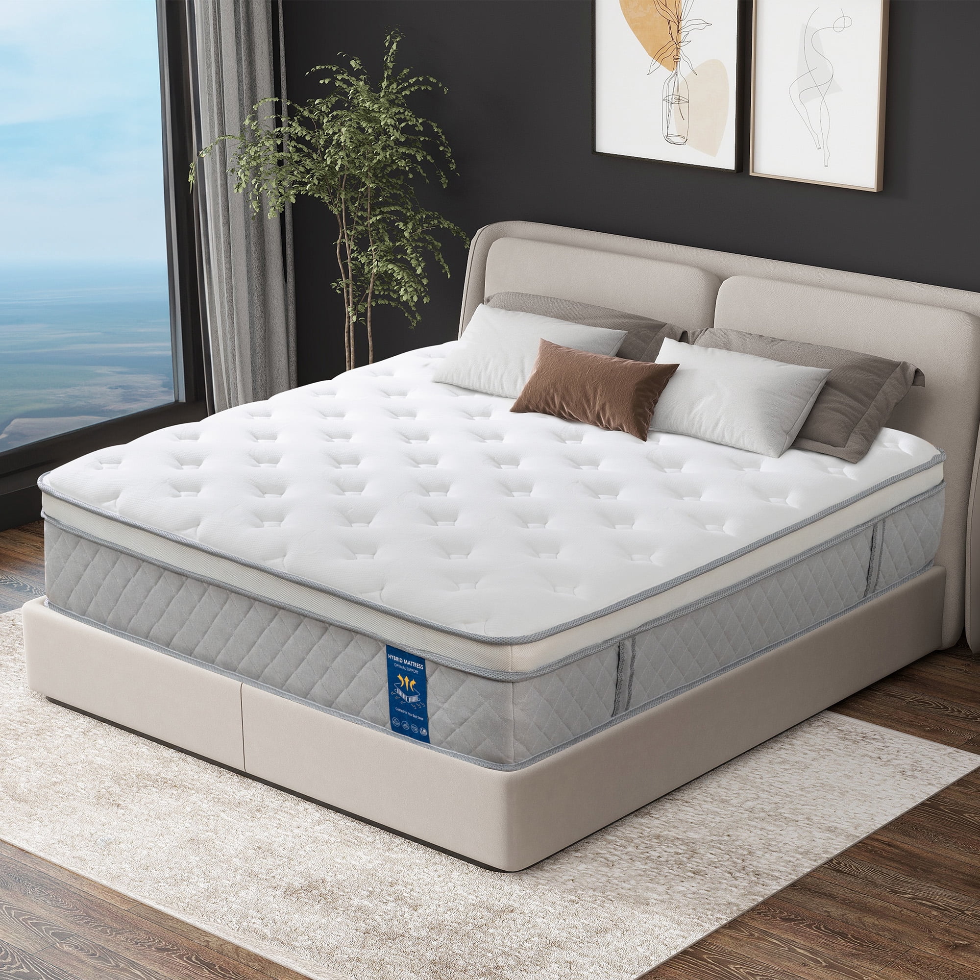 Queen Rose 12 Inch Queen Size Mattress, with Memory Foam, Medium Firm, Mattress in a Box