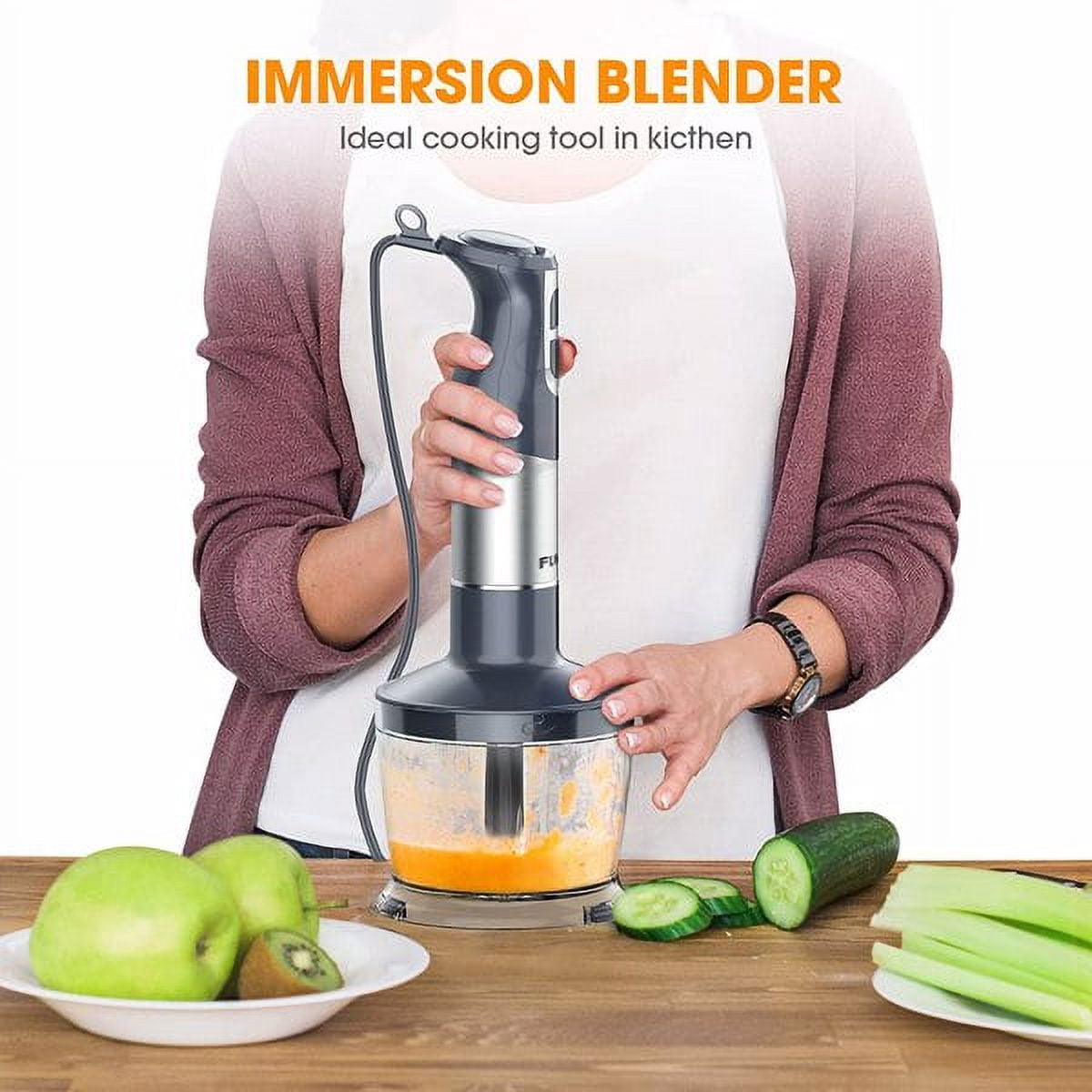 Zell Immersion Blender Handheld, Reinforced 800 Watt 5 Speed Turbo  Immersion Blender, Hand Blender For Shakes And Smoothies, 304 Stainless  Steel With Whisk & Milk Frother Attachments (3In1) 