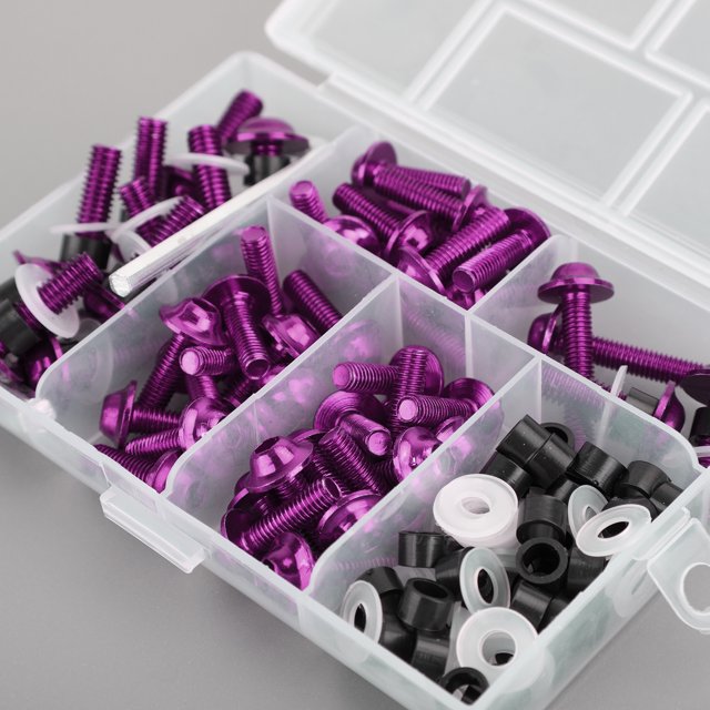 158PCS Motorcycle Sportbike Windscreen Fairing Bolt Kit Fastener Clip Screw Purple