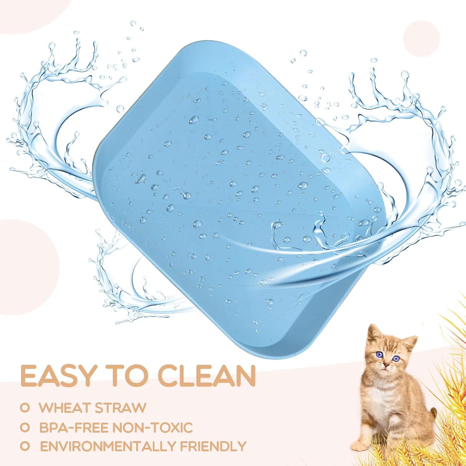 8-Piece Cat Food Bowl Set, 6-Inch Wide Shallow Cat Dish for Whisker Relief, Small Flat Pet Feeding Dish or Plate