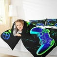 thumbnail image 4 of Manfei Cartoon Console Queen Comforter Set,Modern Video Game Bedding Sets,Green Blue Black Bedding Comforter Set For Boys Teens,Super Cozy Room Decor Reversible,3pcs, 4 of 8