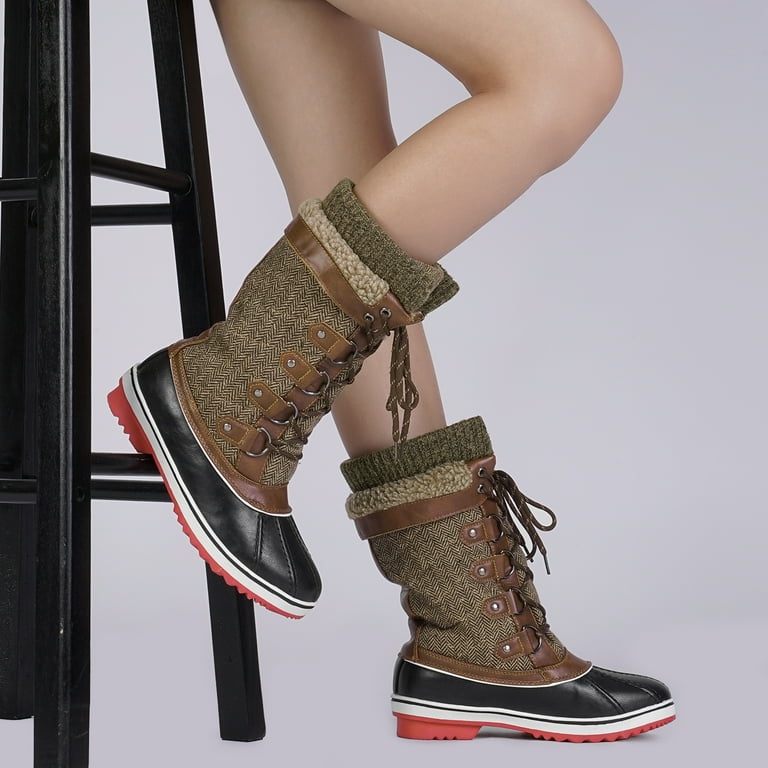 Dream Pairs Women's Waterproof Winter Boots, Faux Fur Lined, Brown