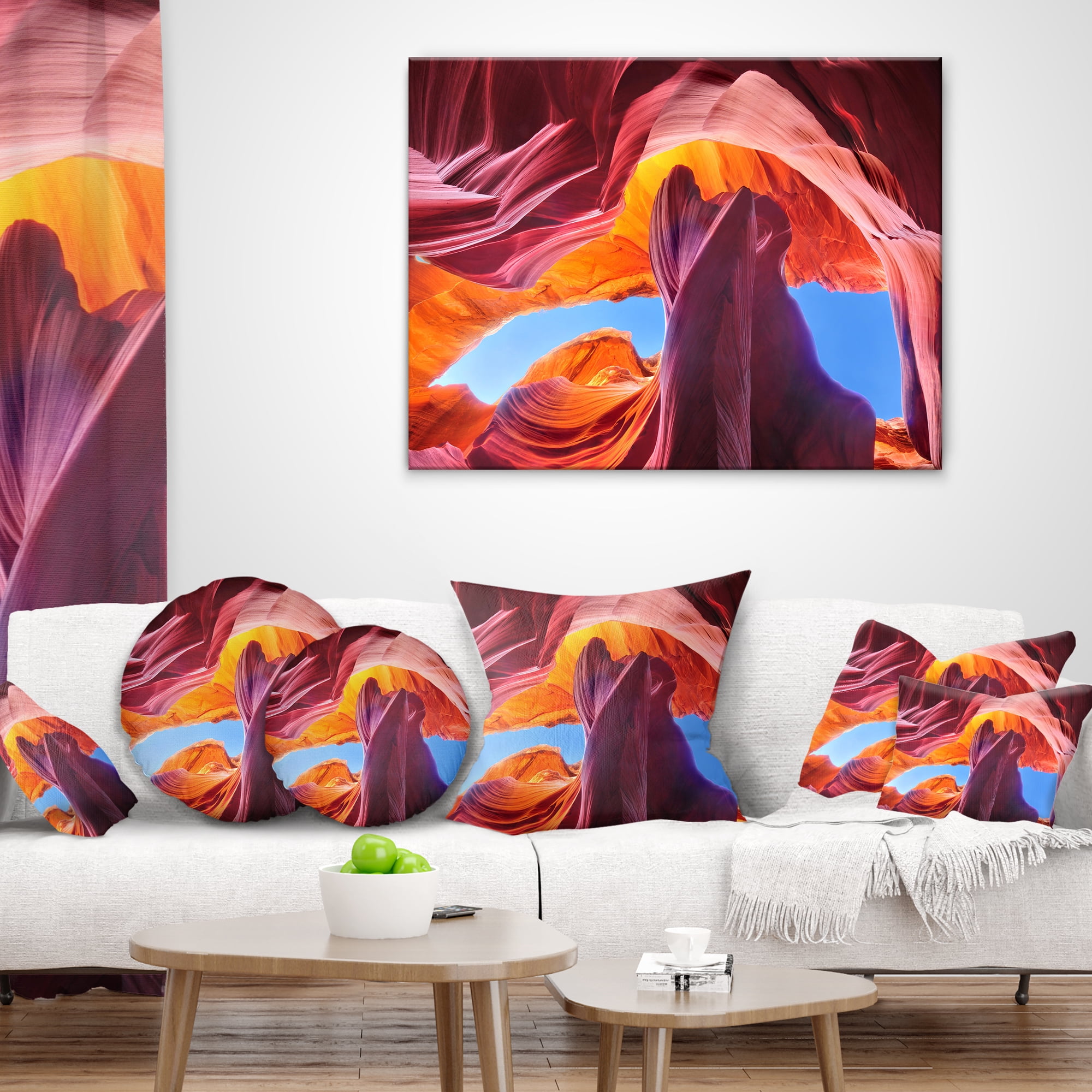 Designart Blue Sky in Antelope Canyon - Landscape Photography Throw Pillow - 12x20