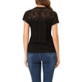 thumbnail image 3 of INSPIRAR CHIC Blusa Casual de Encaje Floral Transparente de Manga Corta para Mujeres S Marrón del Día de San Valentín, 3 of 7