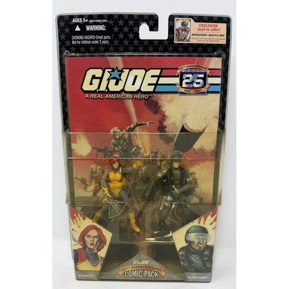 GI Joe 25th Anniversary Wave 1 Comic Pack Scarlett & Hawk Action Figure 2-Pack