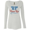 thumbnail image 2 of You Had Me at Home Run Ladies' Tri-Blend Long Sleeve Scoop Tee, 2 of 2
