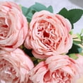 thumbnail image 5 of Hermosa flor de seda artificial, peonía, rosa, pequeño ramo blanco, decoración para fiesta familiar, boda, flor falsa de invierno Rojo Verde, 5 of 5