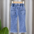 thumbnail image 4 of Kids Clothes Girls Spring Summer Casual Elastic Waist Jeans Cute Flare Denim Pants with Bowknot Size 1-6, 4 of 6