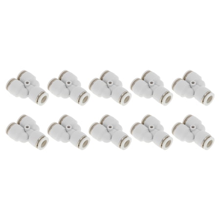 Unique Bargains Push to Connect Air Fittings 3/8" Y Type Air Line Quick Connector Plastic 10 Pcs White Silver Tone