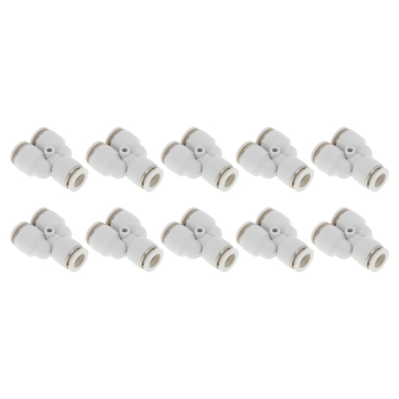 Unique Bargains Push to Connect Air Fittings 3/8" Y Type Air Line Quick Connector Plastic 10 Pcs White Silver Tone