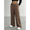 thumbnail image 3 of DOKOTOO Womens Leopard Print Pants Casual Elastic Waist Wide Leg Pants Loose Lounge Trousers with Pockets, 3 of 9