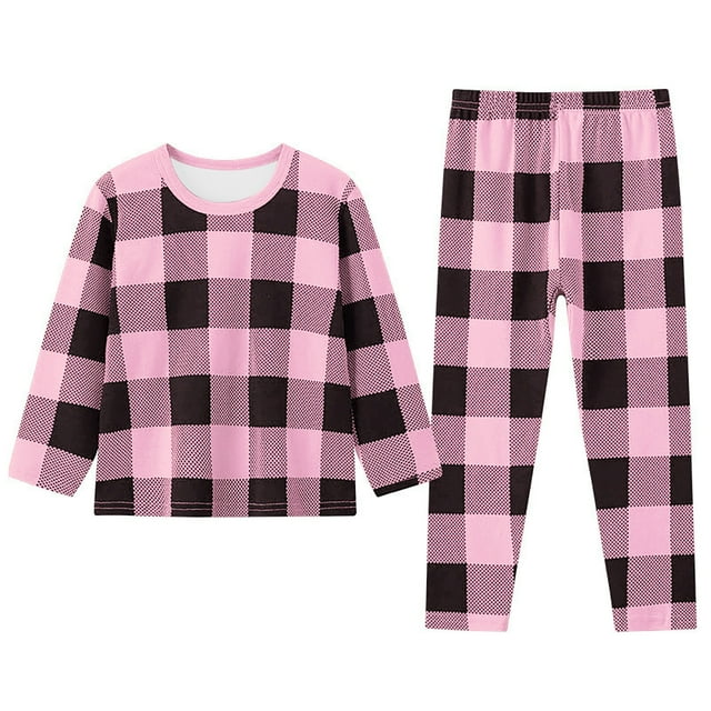 WEAIXIMIUNG Ensemble de Pyjamas d'Hiver à Carreaux pour Enfants Garçons Filles 5-6 Ans