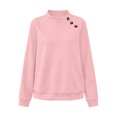 thumbnail image 3 of CINVREST Mock Sweatshirts Women 2026 Fall Winter Fashion Casual Loose Pullover Long Sleeve Button Texture Tops (S, Pink), 3 of 8