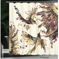 thumbnail image 3 of Ambesonne Hummingbird Shower Curtain, Art Lily Flowers Birds, 69"Wx84"L, Pale Camel, 3 of 4
