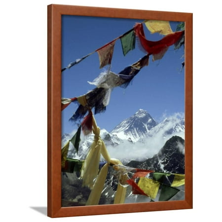 Mount Everest and Prayer Flags Nepal  Framed Print Wall  