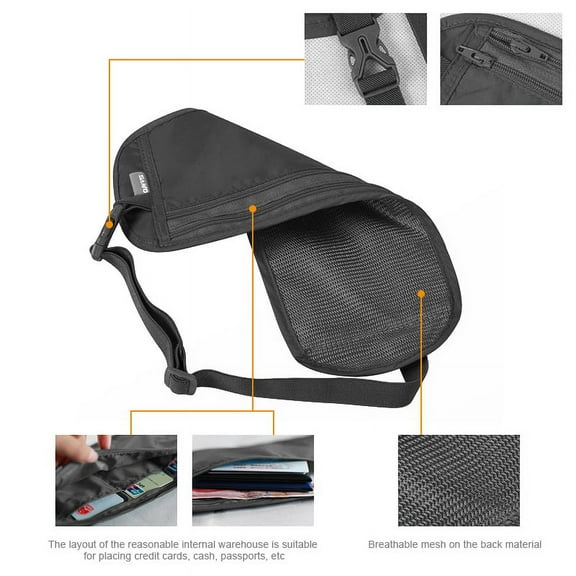 SUTENG Travel/Running Money Belt Waist Fanny Pack - Hands Free Way to Carry Phone, Passport, Keys, ID, Money & Ultra Light Travel Wallet - Adjustable, Water Resistant