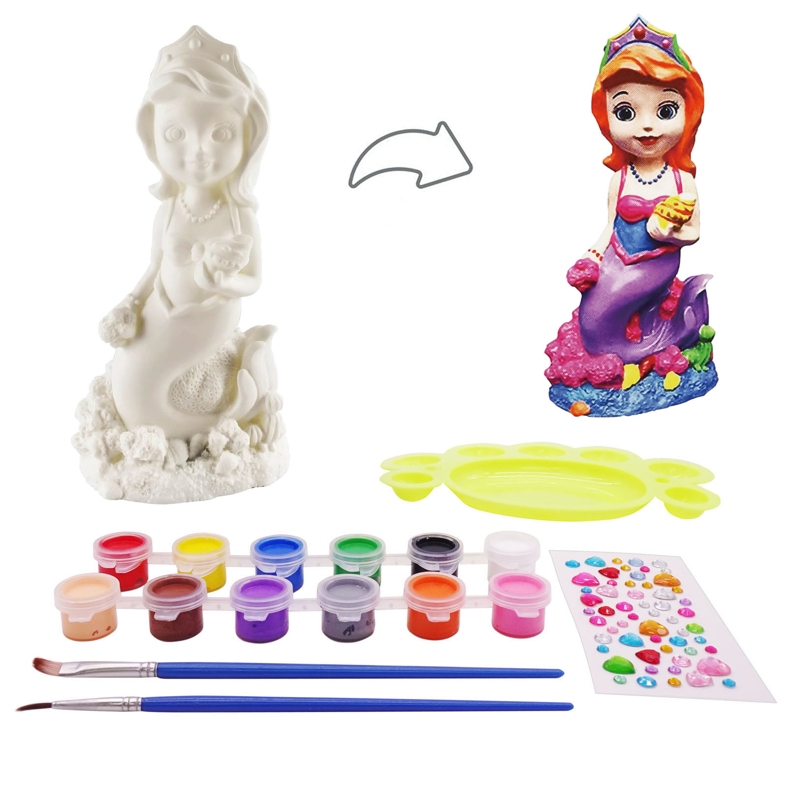 veZve Craft Kit Painting Toy for Kids 4 to 8 Years Old Girls DIY Child Money Bank, Mermaid